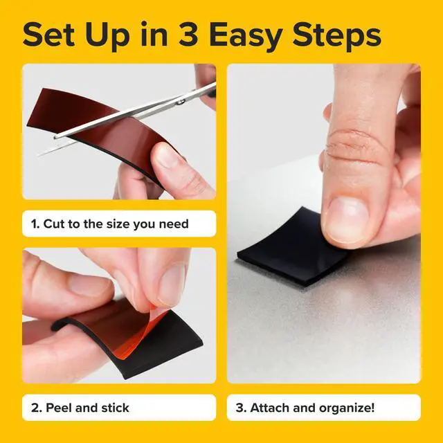 Alt view image 6 of 7 - Super Sticky Magnetic Tape for DIY & Crafts, 10ft x 1/2in (3m x 1.25cm) | Strong Magnet Strip, Adhesive Backing, Easy to Cut & Mount, For Fridges, Whiteboards & More