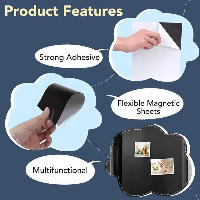Alt view image 6 of 7 - Magnetic Adhesive Sheets,4" x 6" 10 Pack Flexible Magnets for Craft | Photo Mat Cuttable Magnet Classroom Must Have Decorations Easy Peel Stickers for Planning and Organization,Rectangular
