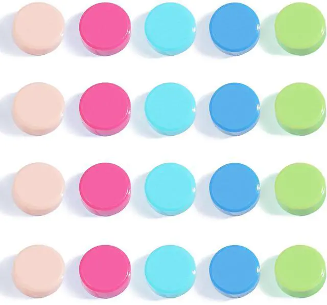 Main image of Fridge Magnets,20 Pack Colorful Heavy Duty Round Mini for Whiteboard | Strong hold for notes, photos, calendars on locker, kitchen, office, home classroom.5 colors, cute small refrigerator magnets