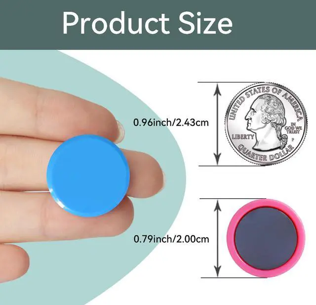 Alt view image 3 of 7 - Fridge Magnets,20 Pack Colorful Heavy Duty Round Mini for Whiteboard | Strong hold for notes, photos, calendars on locker, kitchen, office, home classroom.5 colors, cute small refrigerator magnets