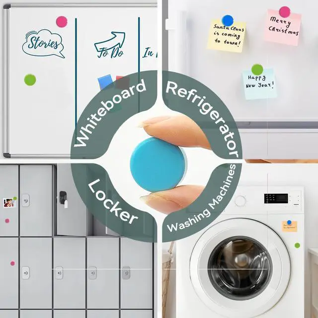 Alt view image 7 of 7 - Fridge Magnets,20 Pack Colorful Heavy Duty Round Mini for Whiteboard | Strong hold for notes, photos, calendars on locker, kitchen, office, home classroom.5 colors, cute small refrigerator magnets