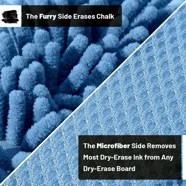 Alt view image 3 of 7 - Magnetic Microfiber Shag Whiteboard Erasers, 4" x 6", 4 Pack | Dual Surface, Washable Large Dry Erase Board Cleaner for Chalk, Marker, Classroom, Office, Home
