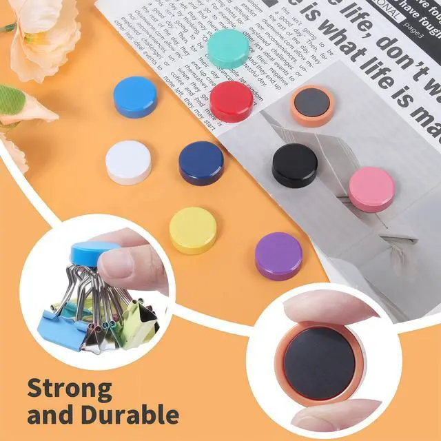 Alt view image 3 of 6 - Fridge Magnets, 20 Pack 10 Colors Small Strong Round for Whiteboard | Heavy Duty Mini Cute Funny Refrigerator Magnets for Whiteboard, Crafts, Locker, Kitchen, School, Classroom, Office&Home Decor