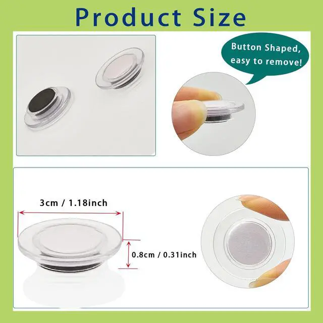 Alt view image 3 of 7 - Fridge Magnets, 14 Pcs Strong Small Round Clear White for Whiteboard | Refrigerator Magnets Heavy Duty for Locker, Crafts, Office, Classroom & Kitchen. Decorative Cute Mini. Rust-proof & Durable