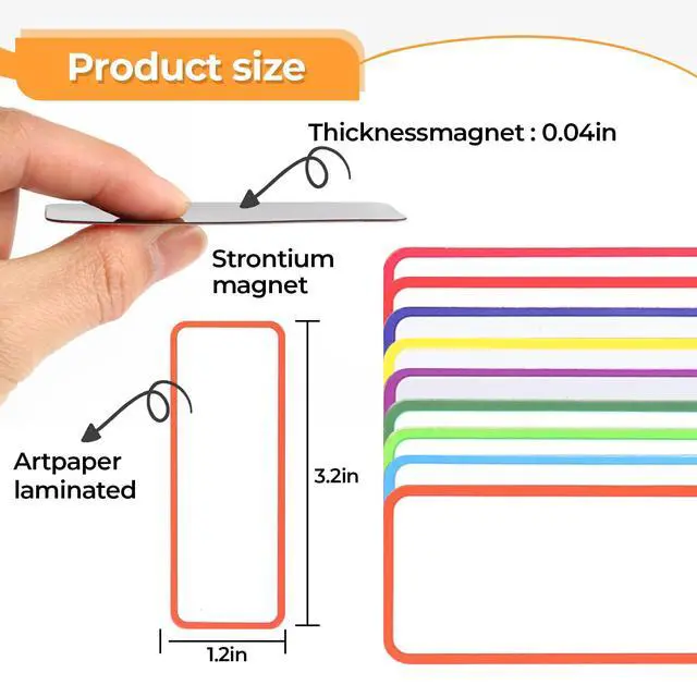 Alt view image 4 of 7 - 54pcs Magnetic Dry Erase Labels Reusable Colorful Name Tags | Flexible Reusable Magnetic Label Stickers for White Boards,Refrigerators and Lockers,Tags with Easy Writing Surface,3.2"x1.2"
