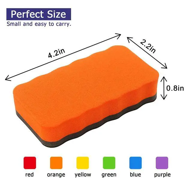Alt view image 2 of 7 - 6 Pack Magnetic Dry Eraser Erasers 4.2'' x 2.2'', Wavy | Dry Erasers for White Board, Whiteboard Erasers for Kids Classroom