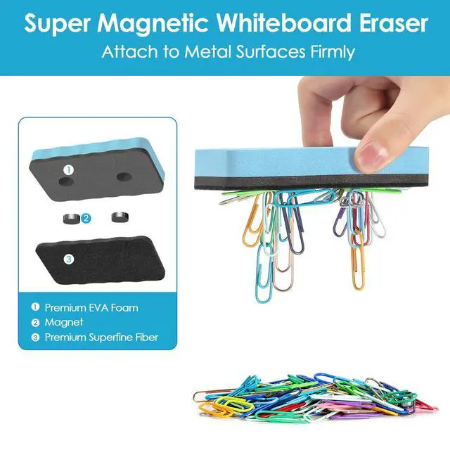 Alt view image 3 of 7 - Dry Erase Board Erasers, 4" x 2" Magnetic Whiteboard Erasers 8 Pack | Reusable Dry Erase Cleaning Pads with Strong Magnet for Office, Home, Classroom and Chalkboard Use, Teacher Supplies