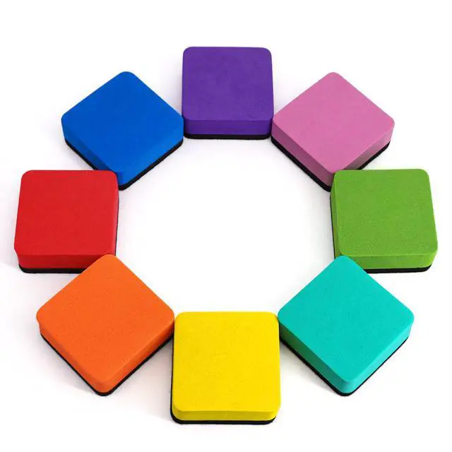 Alt view image 3 of 6 - Magnetic Whiteboard Dry Erasers, 8-Color, 24 Pack, 2 x 2 Inch