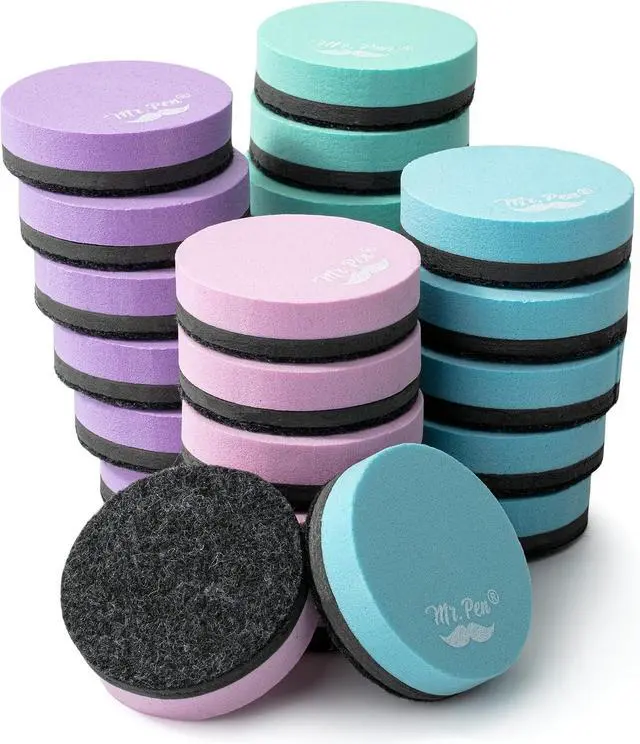 Alt view image 6 of 6 - Round Magnetic Dry Erase Erasers, 24 Pack | Colorful Small Magnetic Whiteboard Dry Erase Erasers Bulk for Kids, Teachers, Students and Classroom Supplies