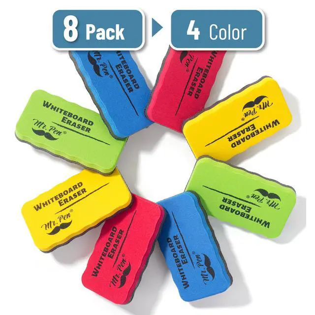 Alt view image 2 of 6 - Magnetic Dry Erase Erasers, 4"x2.25", 8 Pack | Colorful Magnetic Whiteboard Erasers for White Board, Classroom, Home, Office, Back to School Supplies