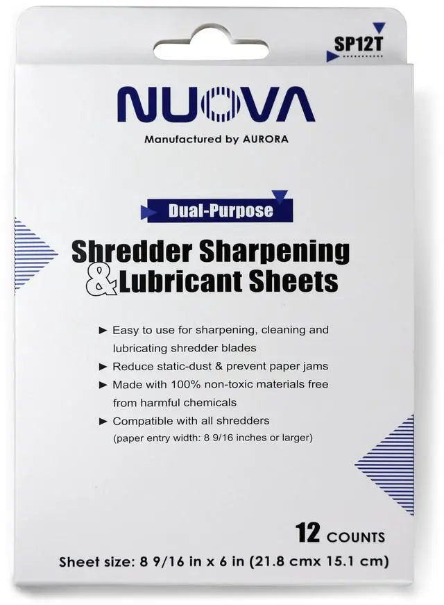 Main image of Nuova SP12T Paper Shredder Sharpening & Lubricant Sheets, 12 Count