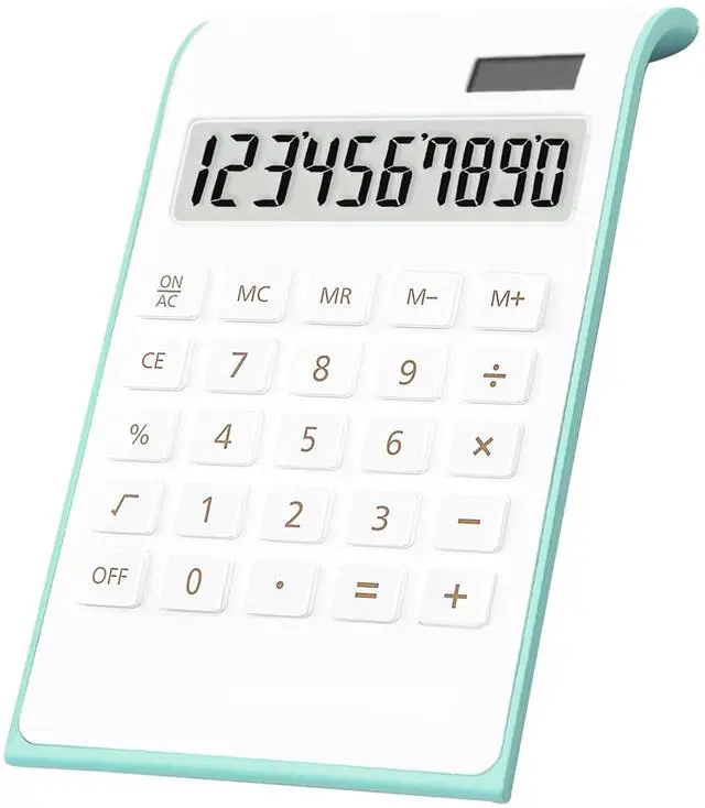 Main image of Green Calculator, Cute Solar Calculator for Desk, Green Desk Accessories | 10 Digits LCD Display, Green Desk Calculator, Palm-Sized Portable Design for Office&School, Dual Powered Pocket Calculator