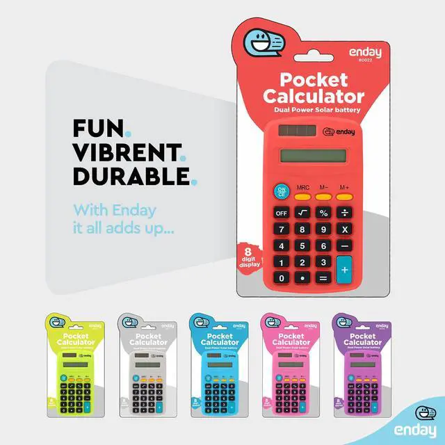 Alt view image 3 of 7 - Calculator Red, Basic Small Solar and Battery Operated, Large Display Four Function, Auto Powered Handheld Calculator School and Kids Available in Green, Blue, Purple, Grey, Pink, 1 PK
