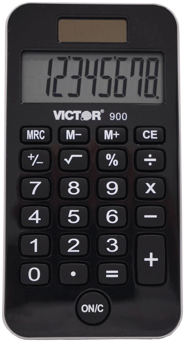 Main image of 8-Digit Dual Power Pocket Calculator, Easy-to-Read LCD Display with Nonslip Rubber Keys, Compact Simple Calculator, 4.25 x 2.1-Inches, Black (900-1)
