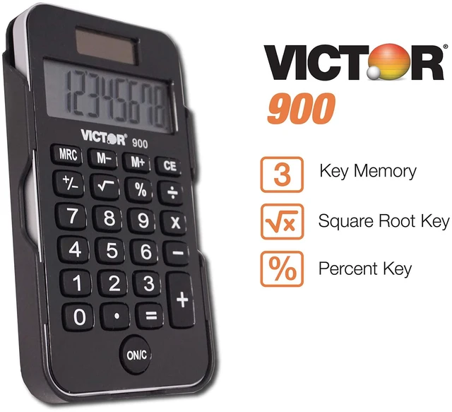 Alt view image 2 of 6 - 8-Digit Dual Power Pocket Calculator, Easy-to-Read LCD Display with Nonslip Rubber Keys, Compact Simple Calculator, 4.25 x 2.1-Inches, Black (900-1)