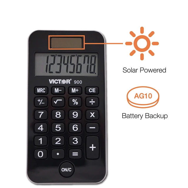 Alt view image 4 of 6 - 8-Digit Dual Power Pocket Calculator, Easy-to-Read LCD Display with Nonslip Rubber Keys, Compact Simple Calculator, 4.25 x 2.1-Inches, Black (900-1)