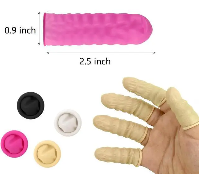Alt view image 2 of 7 - 200 Pcs Finger Cots, Disposable Finger Protectors, Latex Anti-Static Finger Tip Rubber Protect Keeping Dressing Dry and Clean (Medium, Pink)