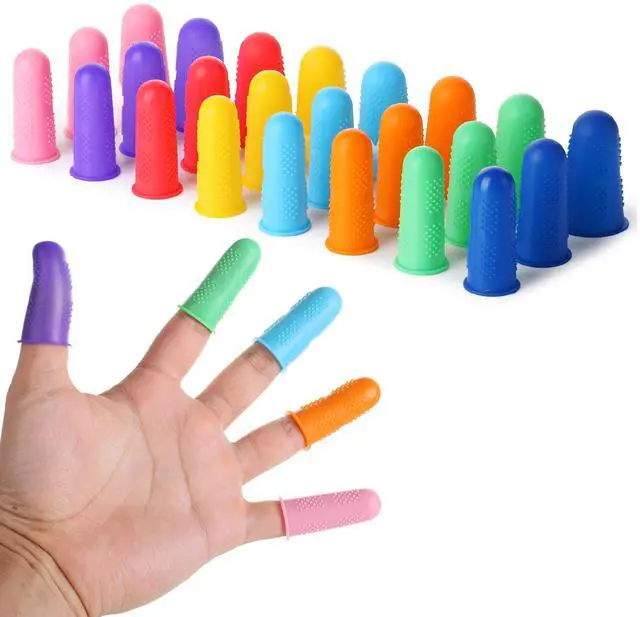 Main image of Silicone Hot Glue Gun Finger Caps, 24 pcs, 3 Sizes | Reusable Silicone Finger Protectors for Hot Glue, Wax, Resin, Honey Adhesives, Scrapbooking, Sewing