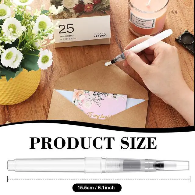 Alt view image 2 of 6 - 4 Pcs Envelope Sealer Moistener, Nylon Brush Stamp Licker, Clear | Pencil Style, Reusable, Without Leakage, Office Mailing Letter Stamp Glue Wetter Tool