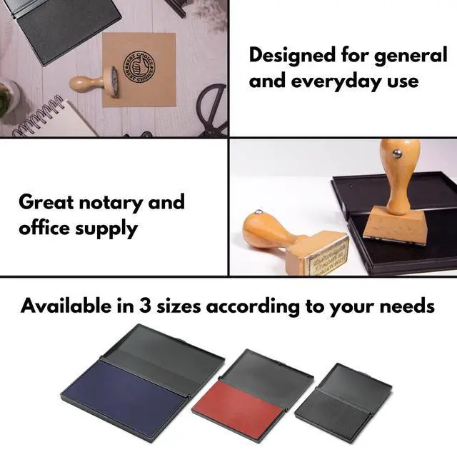 Alt view image 5 of 7 - Ink Pad for Rubber Stamps, Stamp Pad for Clear Impression Stamping, Quality Felt Pad Black Ink, Red Ink, Blue Ink (Black, S (2 * 3.5))