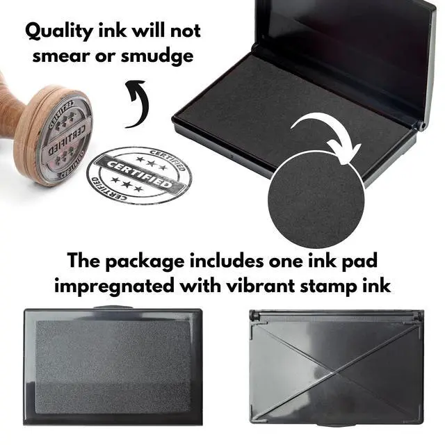 Alt view image 4 of 7 - Ink Pad for Rubber Stamps, Stamp Pad for Clear Impression Stamping, Quality Felt Pad Black Ink, Red Ink, Blue Ink (Black, S (2 * 3.5))