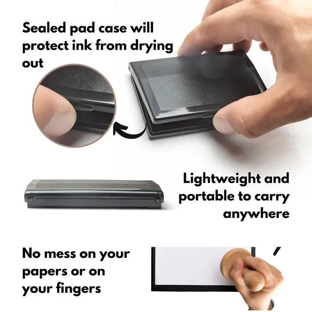 Alt view image 6 of 7 - Ink Pad for Rubber Stamps, Stamp Pad for Clear Impression Stamping, Quality Felt Pad Black Ink, Red Ink, Blue Ink (Black, S (2 * 3.5))