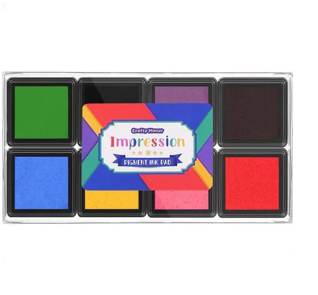 Main image of Mini 8 Color Pigment Ink Pads for Stamps, Fingerprint InkPads, Stamp Pad for Scrapbook Paper & Wood & Clothing & Letter & Archival