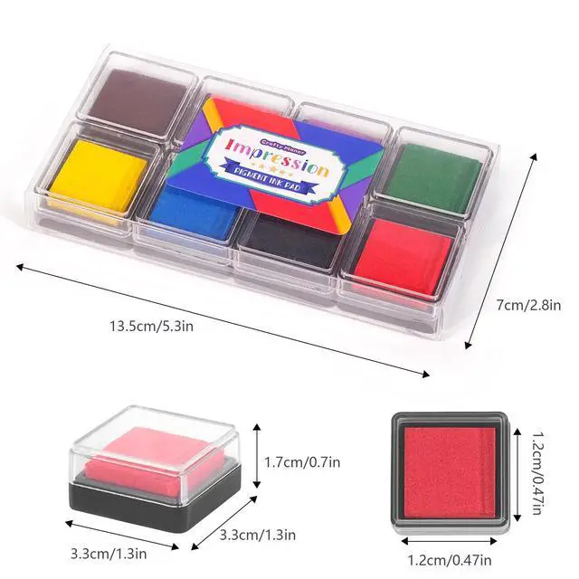 Alt view image 2 of 7 - Mini 8 Color Pigment Ink Pads for Stamps, Fingerprint InkPads, Stamp Pad for Scrapbook Paper & Wood & Clothing & Letter & Archival