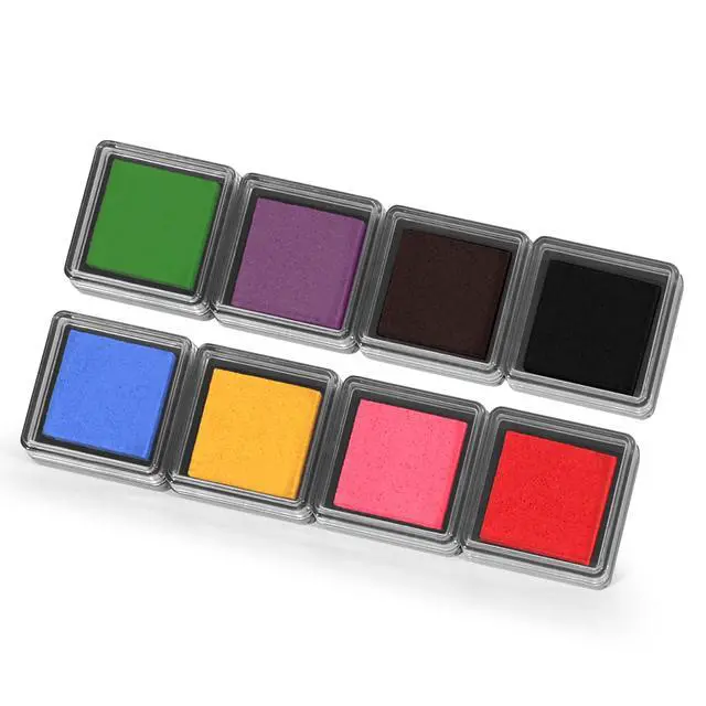 Alt view image 7 of 7 - Mini 8 Color Pigment Ink Pads for Stamps, Fingerprint InkPads, Stamp Pad for Scrapbook Paper & Wood & Clothing & Letter & Archival