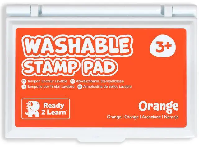 Main image of Washable Stamp Pad for Kids, Orange | Non Toxic Ink Pad for Stamps, Fade Resistant, Decorate Scrapbooks, Posters and Cards
