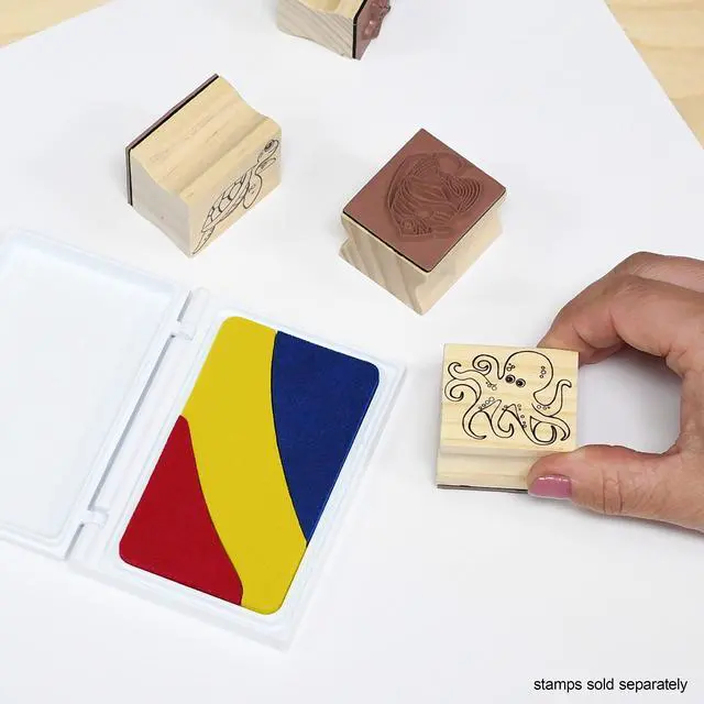 Alt view image 2 of 7 - Washable Stamp Pad for Kids, Red, Yellow and Blue | Fade Resistant, Non Toxic Ink Pad for Stamps, Decorate Scrapbooks, Posters and Cards