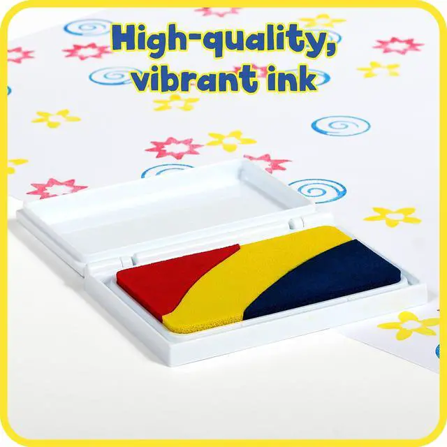 Alt view image 5 of 7 - Washable Stamp Pad for Kids, Red, Yellow and Blue | Fade Resistant, Non Toxic Ink Pad for Stamps, Decorate Scrapbooks, Posters and Cards