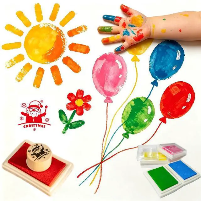 Alt view image 2 of 6 - 6 Pcs Craft Ink Pads Set, Washable Stamp Pads for Kids | 6 Washable Ink Pads Set. Suitable for Rubber Stamps, Paper, Wood, Fabric, and Scrapbooking. Great for Kids and DIY Lovers.