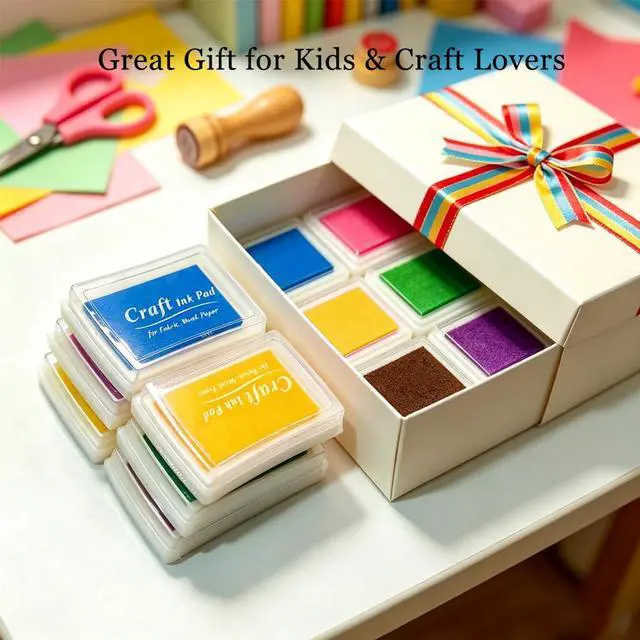 Alt view image 6 of 6 - 6 Pcs Craft Ink Pads Set, Washable Stamp Pads for Kids | 6 Washable Ink Pads Set. Suitable for Rubber Stamps, Paper, Wood, Fabric, and Scrapbooking. Great for Kids and DIY Lovers.