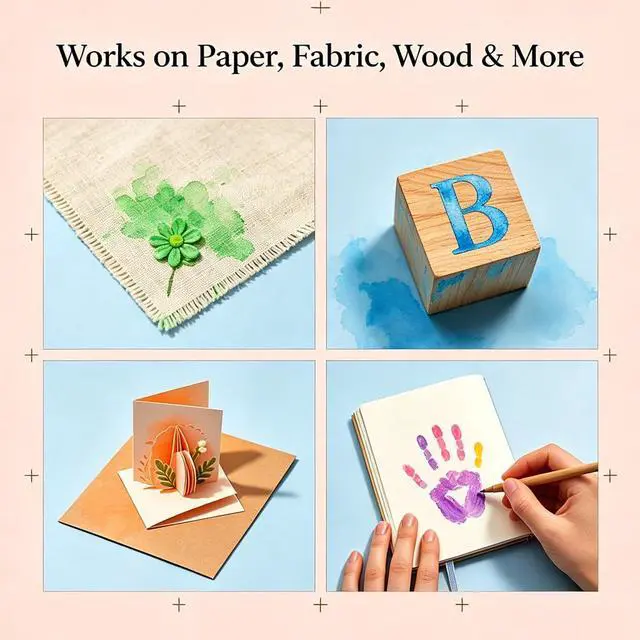 Alt view image 4 of 6 - 6 Pcs Craft Ink Pads Set, Washable Stamp Pads for Kids | 6 Washable Ink Pads Set. Suitable for Rubber Stamps, Paper, Wood, Fabric, and Scrapbooking. Great for Kids and DIY Lovers.