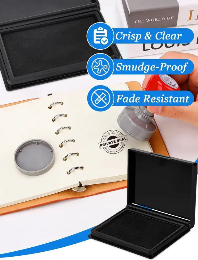Alt view image 3 of 6 - Black Ink Pad, 4 x 2.5 Inch Felt Stamp Pad for Crafts & Office | 4 x 2.5 Inch Size, Rich Black Ink, Soft Felt Surface, Clear Stamp Impressions, Works with Rubber & Clear Stamps