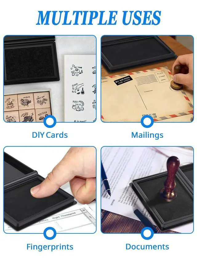 Alt view image 6 of 6 - Black Ink Pad, 4 x 2.5 Inch Felt Stamp Pad for Crafts & Office | 4 x 2.5 Inch Size, Rich Black Ink, Soft Felt Surface, Clear Stamp Impressions, Works with Rubber & Clear Stamps