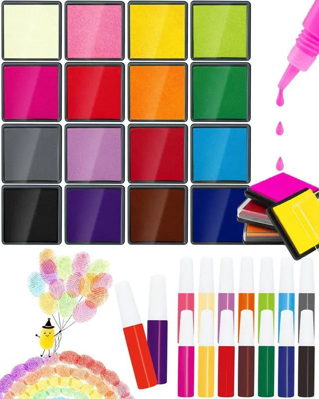 Main image of 16 Colors Ink Pad Set for Stamps, 1.58"Professional Craft Ink Pads for Paper, Wood, Fabric, Large Ink Pad Stamps for DIY, Scrapbook, Card Making, Art Supplies