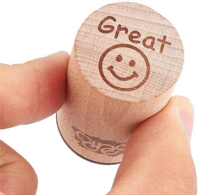 Alt view image 7 of 7 - 6pcs Round Wood Rubber Stamp for School Teachers English Toy Stamp Au116s1p1us1