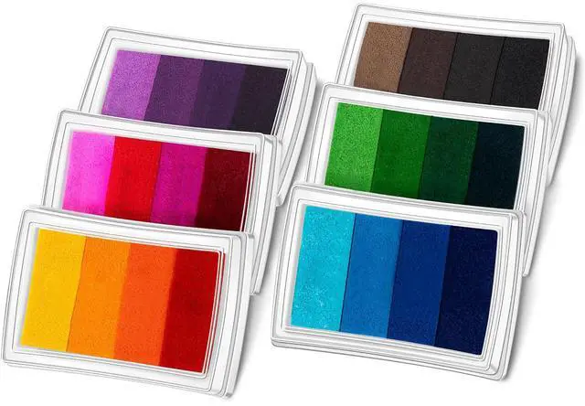 Main image of Rainbow Ink Pads, Washable Finger Stamp Pads for Kids Crafts | Rainbow Colors, Washable Ink pads, Safe Finger Stamping Fun, Works on Paper, Wood & Fabric, Great for DIY Crafts