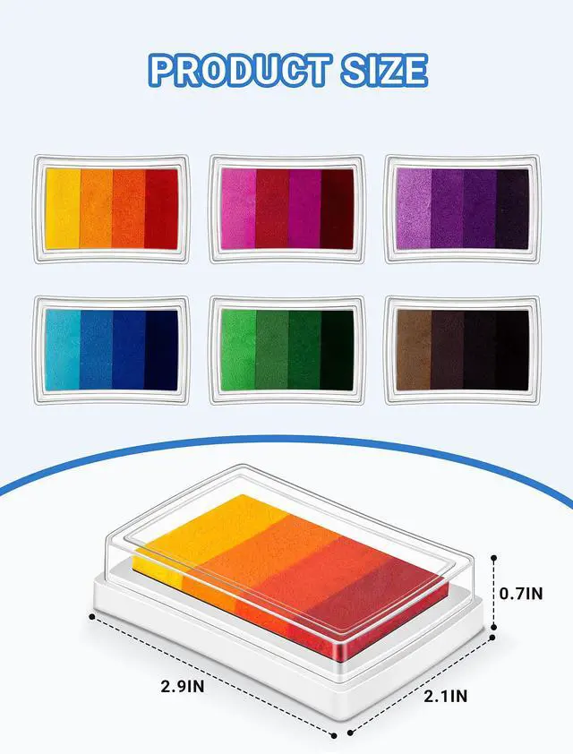 Alt view image 2 of 7 - Rainbow Ink Pads, Washable Finger Stamp Pads for Kids Crafts | Rainbow Colors, Washable Ink pads, Safe Finger Stamping Fun, Works on Paper, Wood & Fabric, Great for DIY Crafts