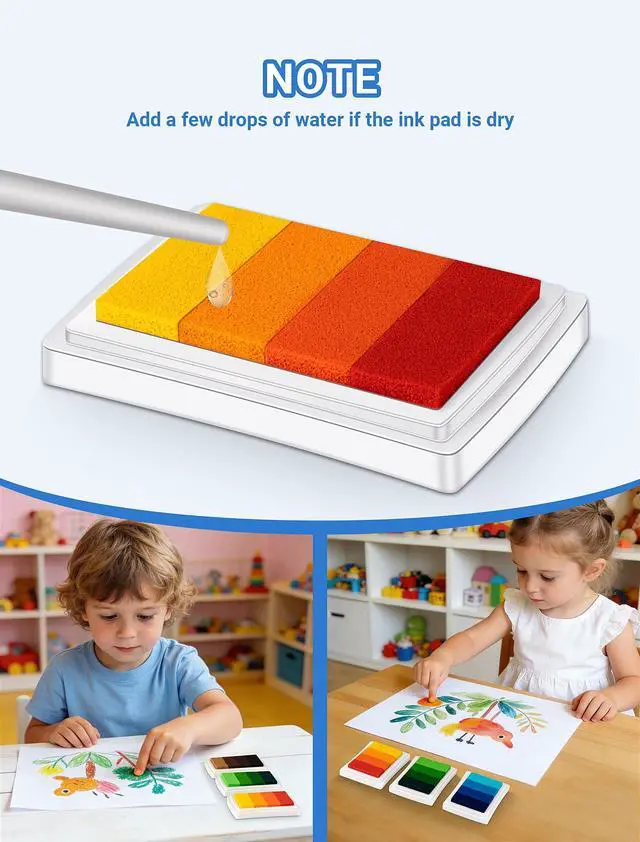 Alt view image 5 of 7 - Rainbow Ink Pads, Washable Finger Stamp Pads for Kids Crafts | Rainbow Colors, Washable Ink pads, Safe Finger Stamping Fun, Works on Paper, Wood & Fabric, Great for DIY Crafts
