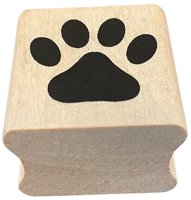 Main image of Paw Print Rubber Stamp on Wood Block for Stamping Crafting Scrapbooking 1 Inch
