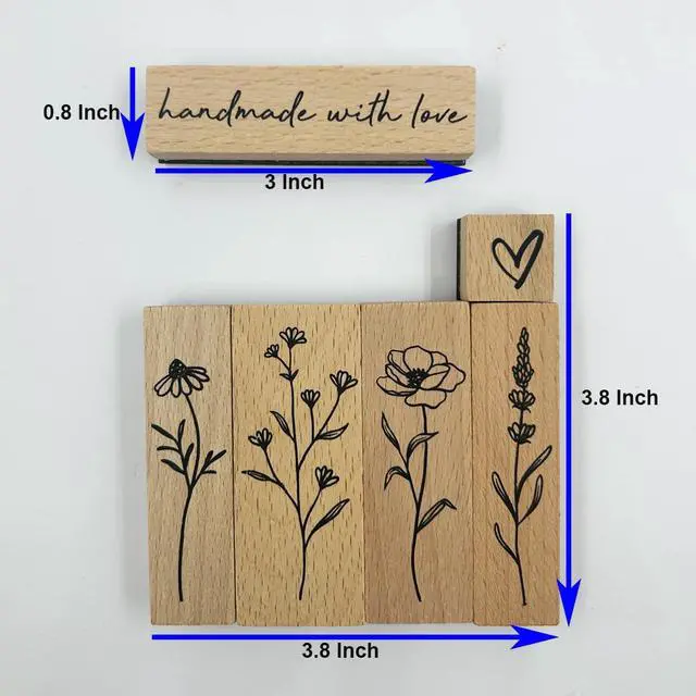 Alt view image 3 of 7 - 6Pcs Vintage Wood Rubber Stamp Plant and Flower Retro Decorative Mounted Wooden Rubber Stamp Set for DIY Art and Craft Journals Scrapbooking