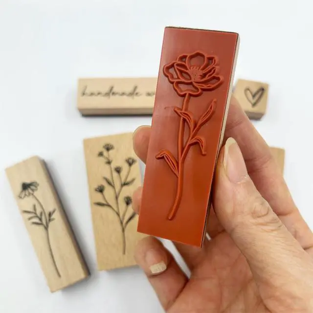 Alt view image 4 of 7 - 6Pcs Vintage Wood Rubber Stamp Plant and Flower Retro Decorative Mounted Wooden Rubber Stamp Set for DIY Art and Craft Journals Scrapbooking