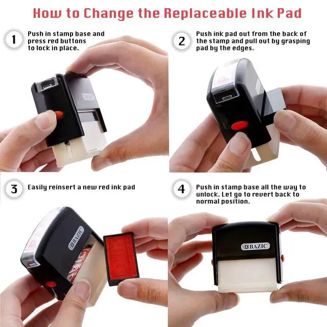 Alt view image 2 of 7 - Paid Self-Inking Rubber Stamp, Red Ink | Removable, Replaceable ink pad for marking invoices and receipts
