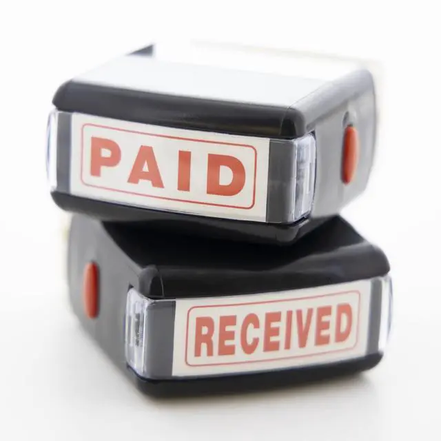 Alt view image 7 of 7 - Paid Self-Inking Rubber Stamp, Red Ink | Removable, Replaceable ink pad for marking invoices and receipts