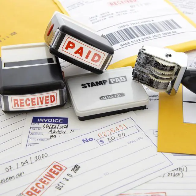 Alt view image 6 of 7 - Paid Self-Inking Rubber Stamp, Red Ink | Removable, Replaceable ink pad for marking invoices and receipts