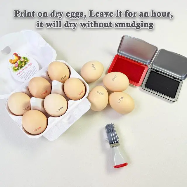 Alt view image 6 of 7 - Egg Date Stamp Kit with Ink Pad, Month and Day Stamper for Farm Fresh Eggs Chicken Duck Turkey Goose Poultry Eggs