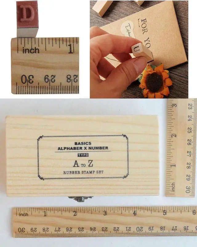 Alt view image 2 of 6 - 36 Pcs Wooden Rubber Stamps, 0.2 Inch Letter and Number for DIY Craft Card and Photo Album (B)